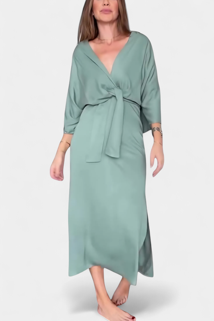 Daphné | Casual Dress with V-Neck and Front Knot
