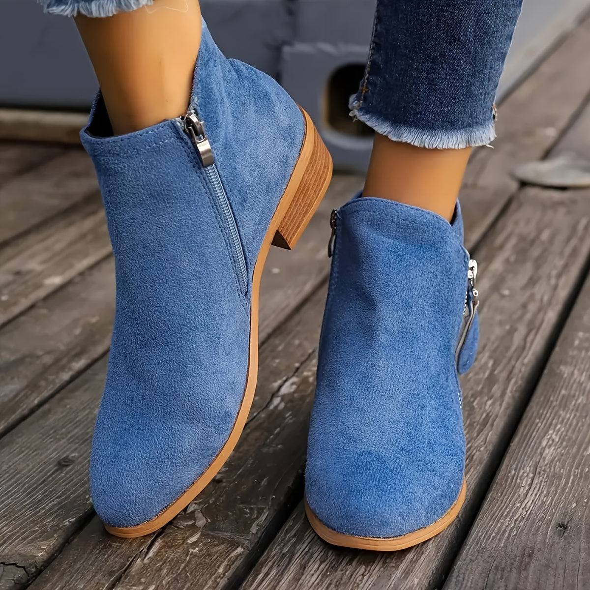 Lucille Side-Zipper Suede Boots