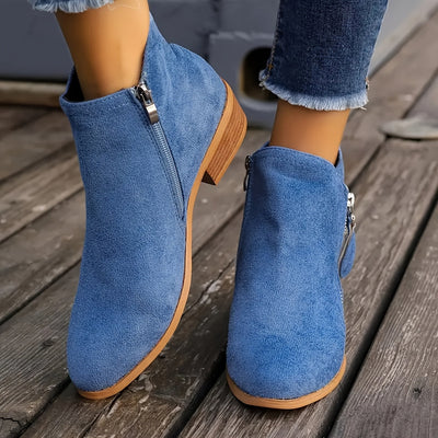 Lucille Side-Zipper Suede Boots