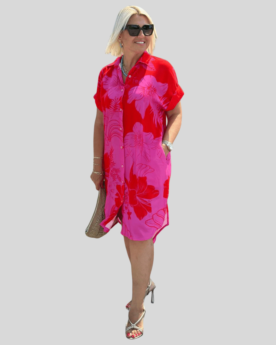 Modehus | Midi Dress with Floral Collar