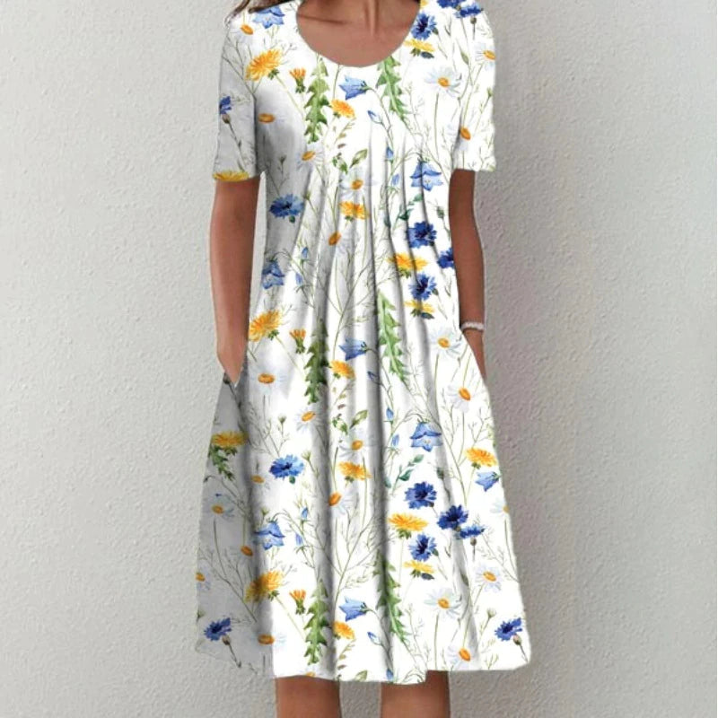 Sofia Stylish and Casual Floral Dress with Pockets