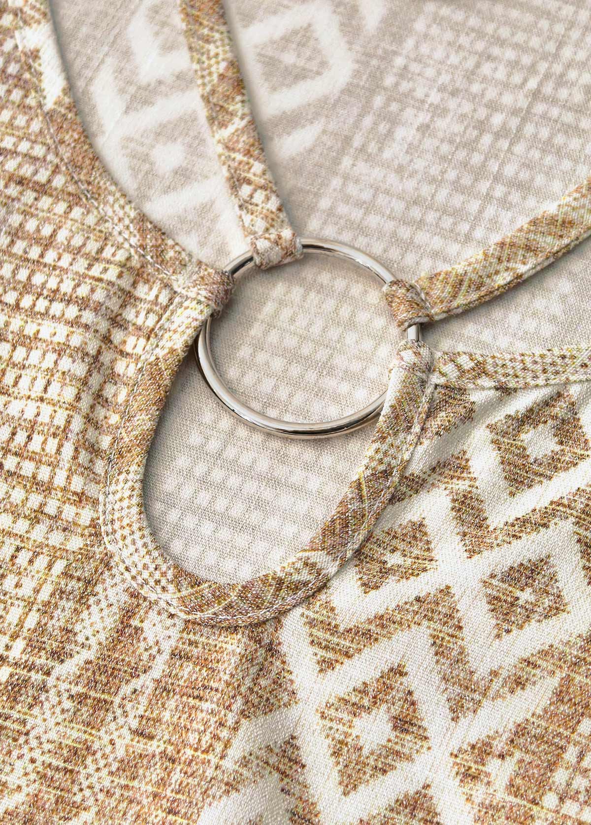 Lisa Light Pink Circular Ring Floral Print Short Strappy Dress