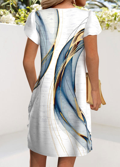 Sophie White Ombre Short V Neck Dress