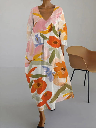 ISLA – FLORAL PRINT V-NECK DRESS