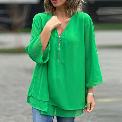 Lorelai Chiffon Zipper Blouse