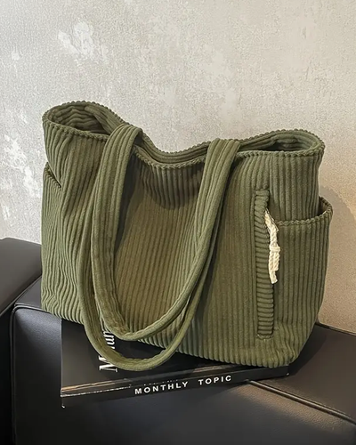 Tilda Ribbed Tote Bag with Cord Detail