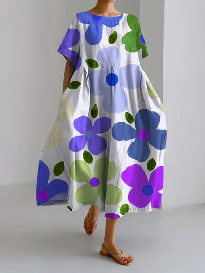 ELIANA | Midi Floral Dress with Carefree Style and Summer Comfort for Colourful Days