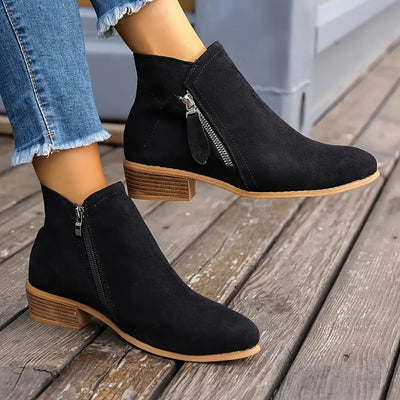 Lucille Side-Zipper Suede Boots