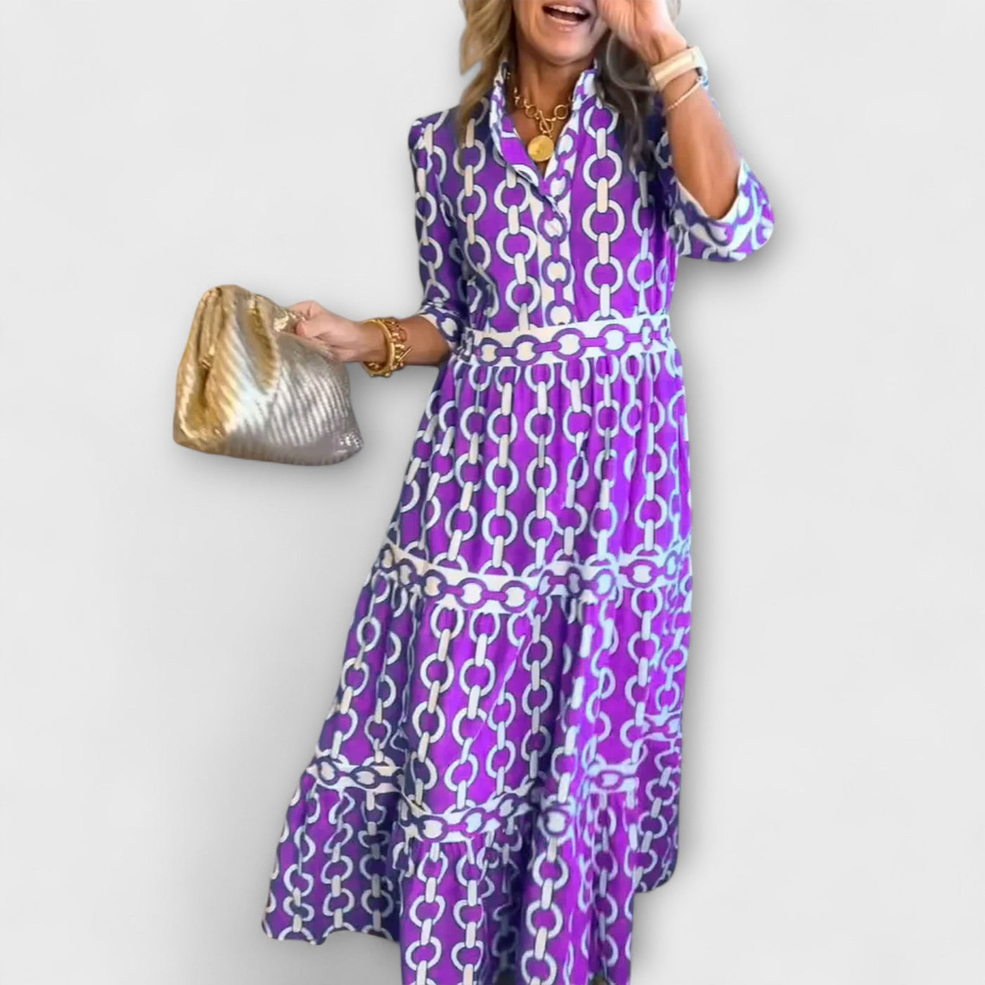 Juliette Midi Dress with Chain Pattern