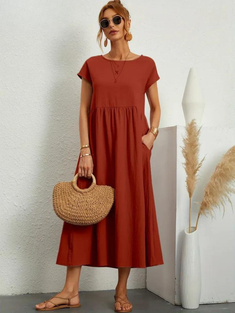 Ruby™ | Elegant Essential Cotton and Linen Dress