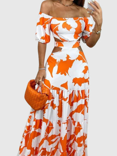 Arden - Elegant Irregular Grain Cut-Out Style Midi Dress