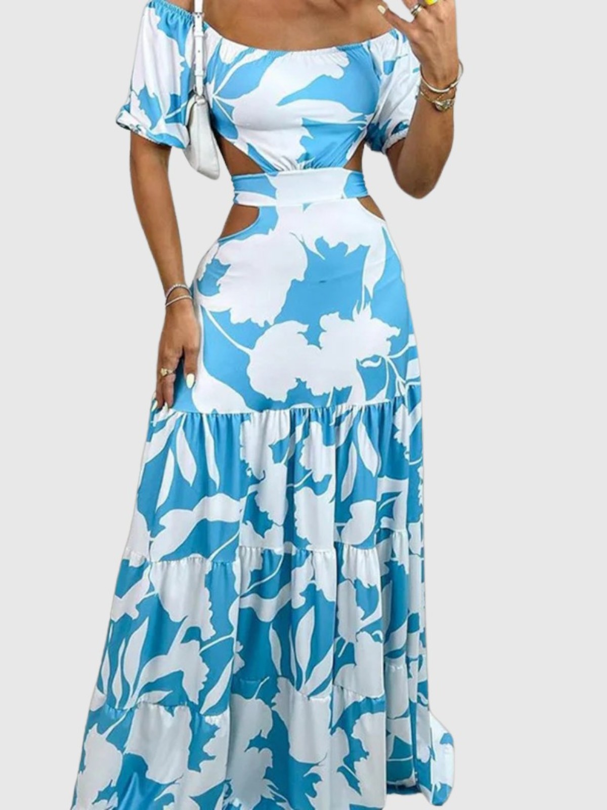 Arden - Elegant Irregular Grain Cut-Out Style Midi Dress