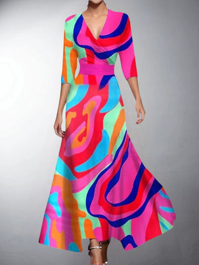 Zoe - Classic Floral V-Neck Maxi Dress