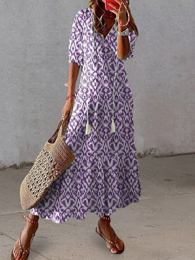 Sophia - Boho Vintage V-Neck Summer Dress
