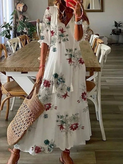 Sophia - Boho Vintage V-Neck Summer Dress