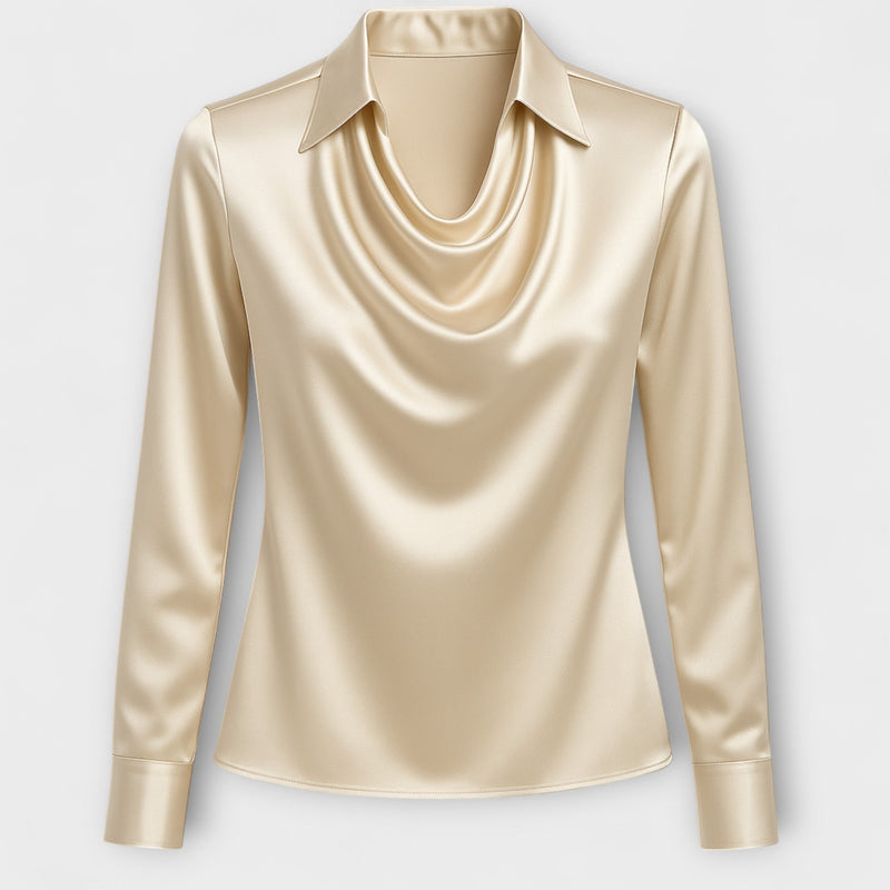 Lira Shimmering Blouse with Ruching at the Collar