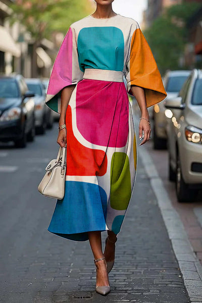 Zoraida - Stylish Batwing Sleeve Long Dress