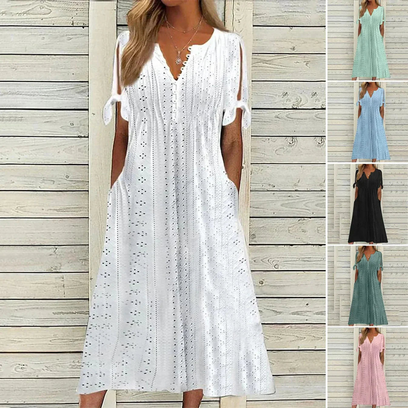 Odessia Dress | Summer Eyelet Midi Dress