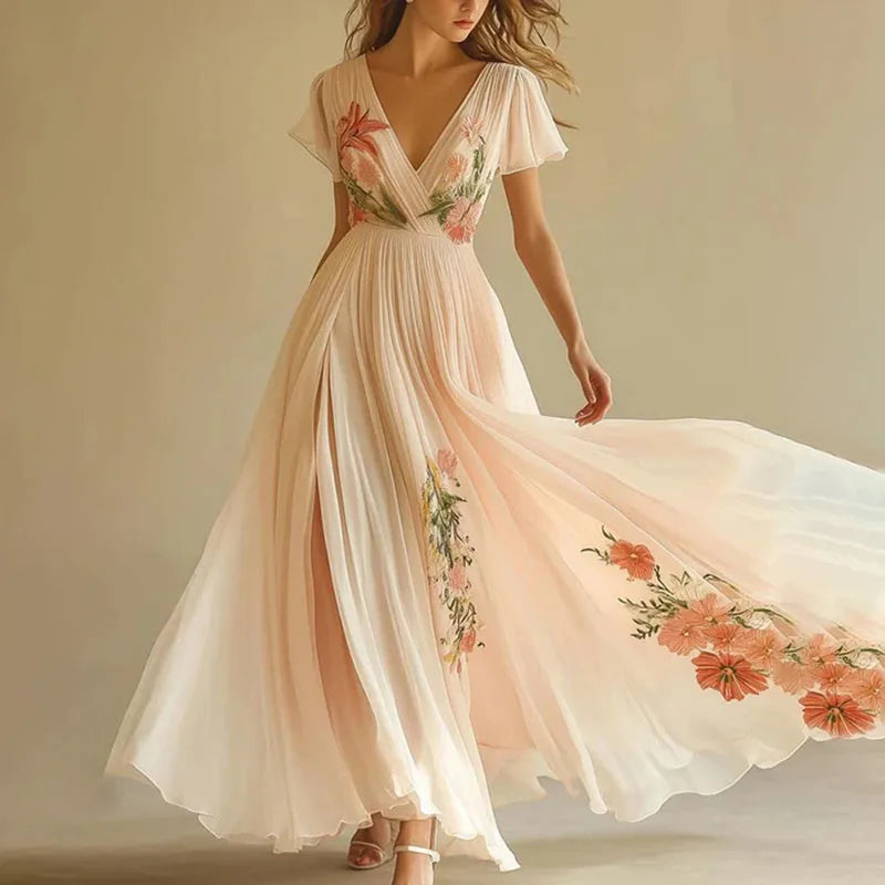 Amelia | Elegant party dresses with V-neckline and high waist