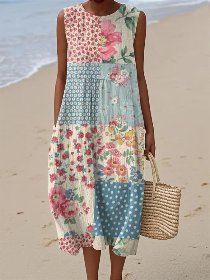 Adelina | Long Summer Dress Floral Patchwork