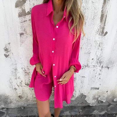 Mila | Casual Solid Colour Blouse and Shorts Set