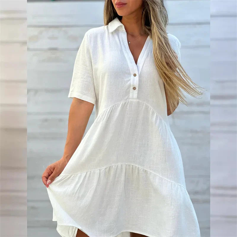 Sofia | Lightweight summer dress with buttons and flared cut