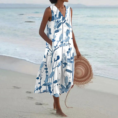 Giulia | Long Summer Dress with Floral Print and Flared Cut