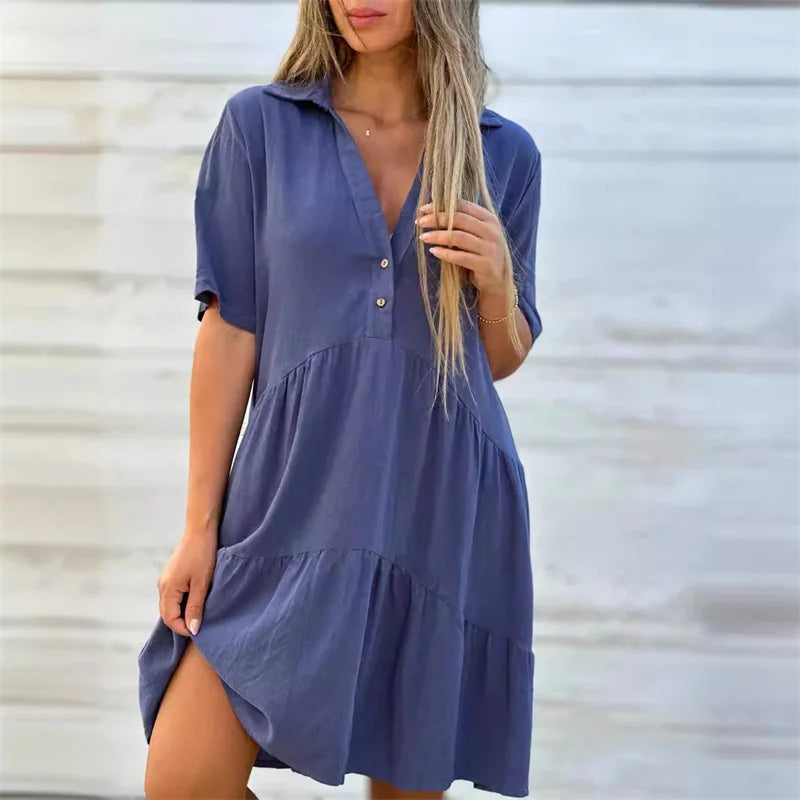 Sofia | Lightweight summer dress with buttons and flared cut