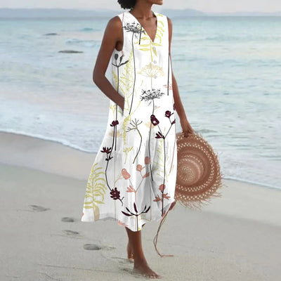 Giulia | Long Summer Dress with Floral Print and Flared Cut
