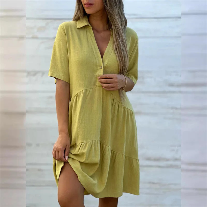 Sofia | Lightweight summer dress with buttons and flared cut