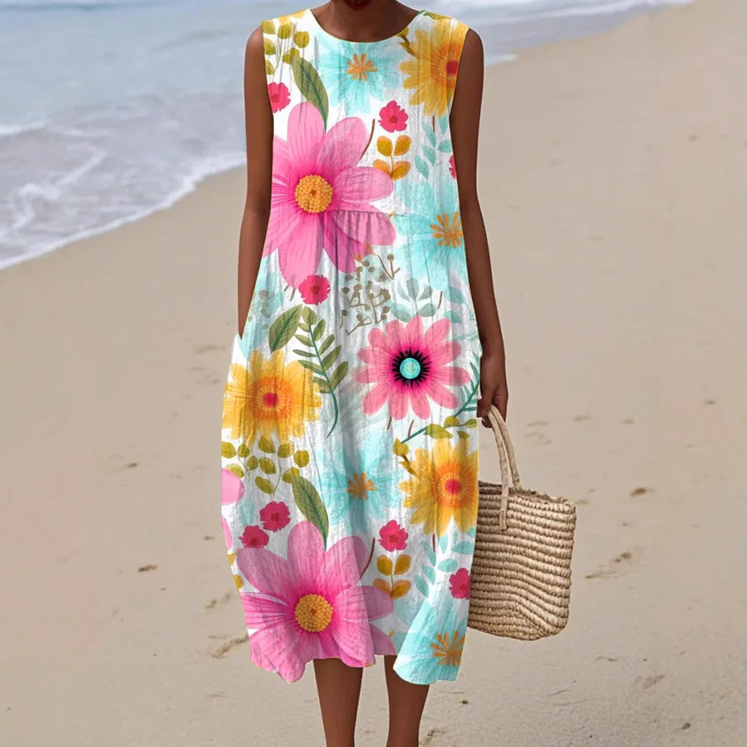 Adelina | Long Summer Dress Floral Patchwork