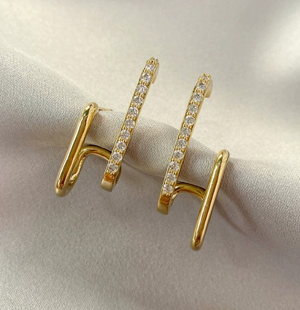 18K Gold Earrings with Claw Set Crystals