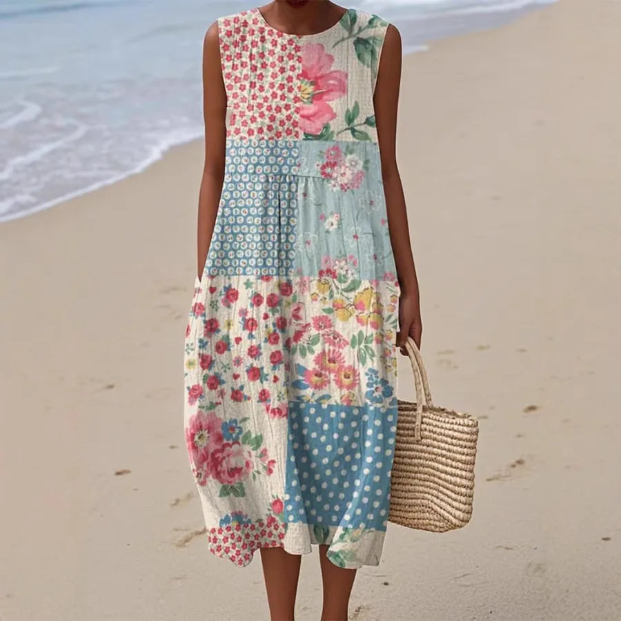 Adelina | Long Summer Dress Floral Patchwork