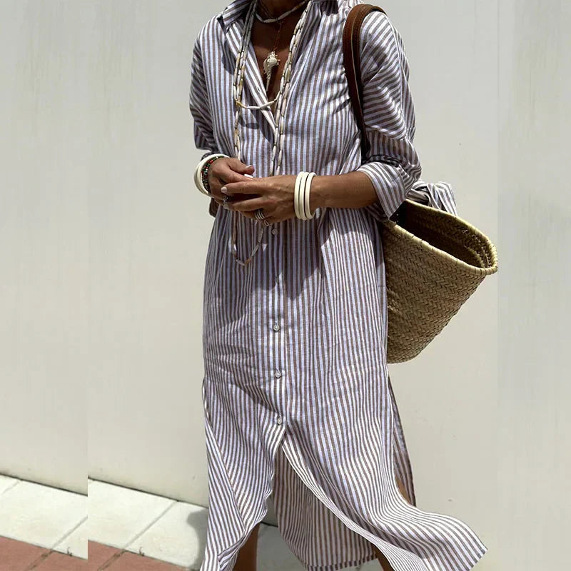 Elise | Classic Striped Shirt Dress