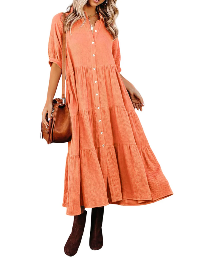 Elise | Luxurious Ruffled Shirt Dress