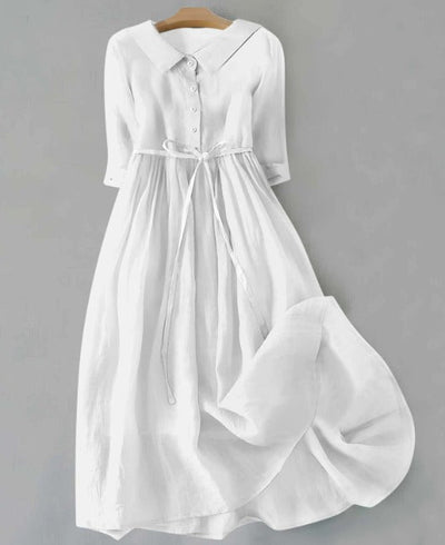 Lux - Elegant Short Sleeve Dress with Waist Ties