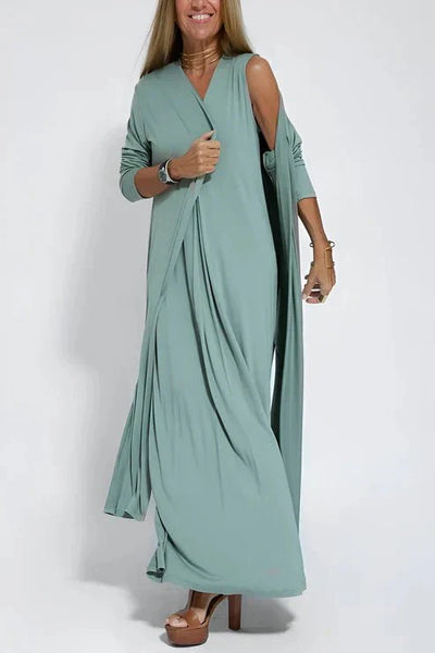 Aria | ELEGANT BELLY COVERING LONG DRESS + FREE MATCHING CARDIGAN