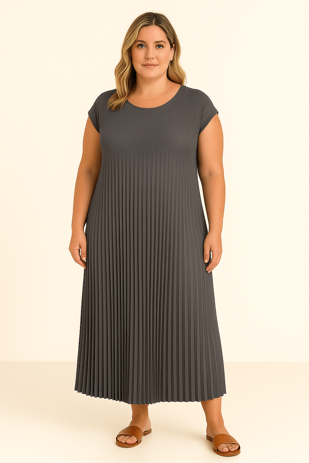 Audrey | Elegant Pleated Tummy Covering Dress