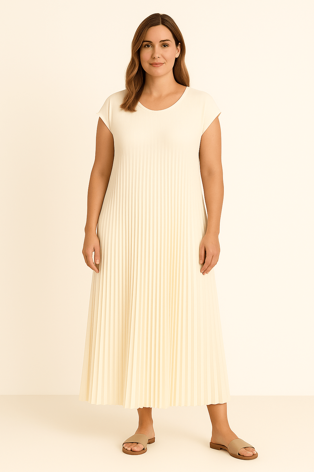 Audrey | Elegant Pleated Tummy Covering Dress