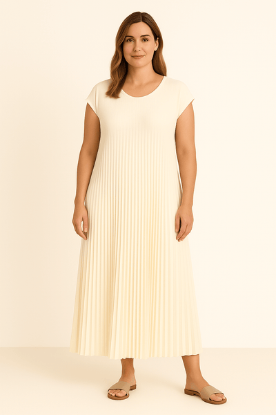 Audrey | Elegant Pleated Tummy Covering Dress