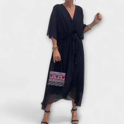 Amoura - Chiffon Dress with V-Neck