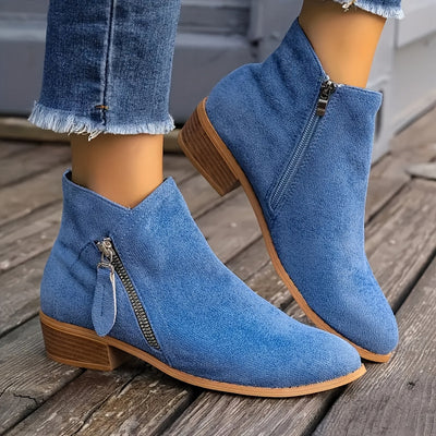 Lucille Side-Zipper Suede Boots