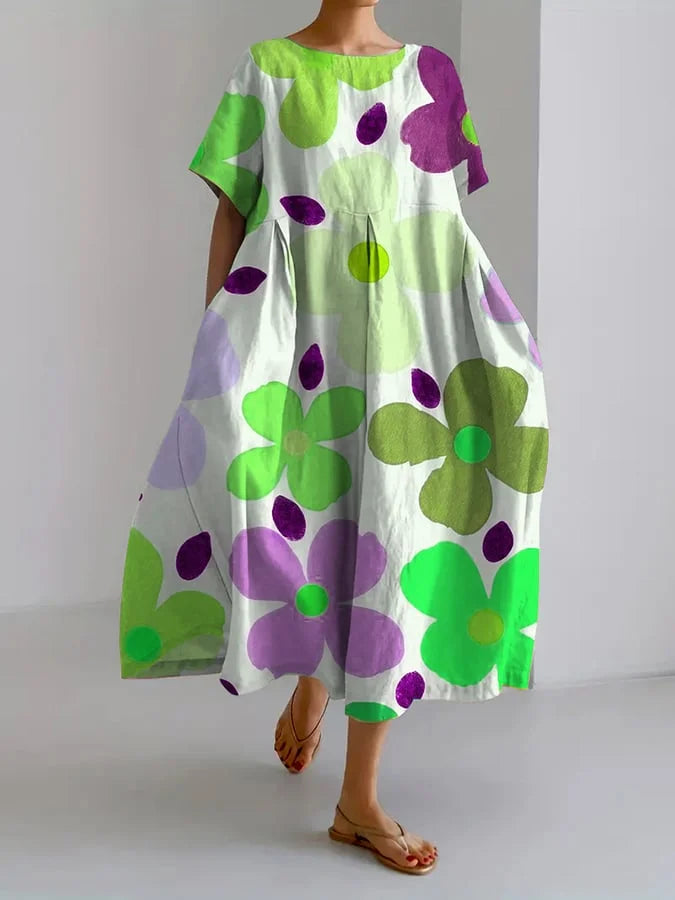 ELIANA | Midi Floral Dress with Carefree Style and Summer Comfort for Colourful Days