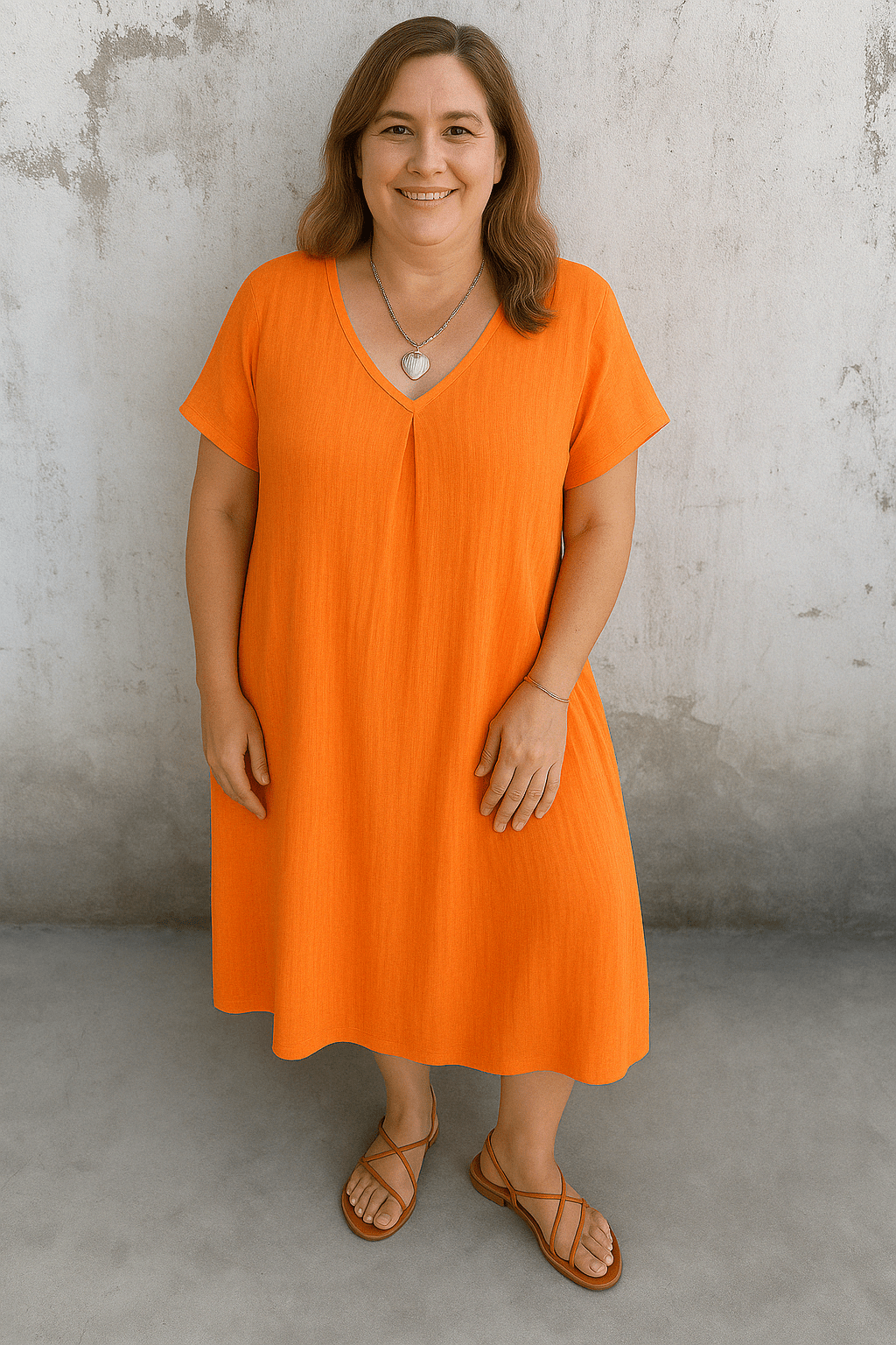 Chloe | Linen V-Neck Tummy Covering Dress