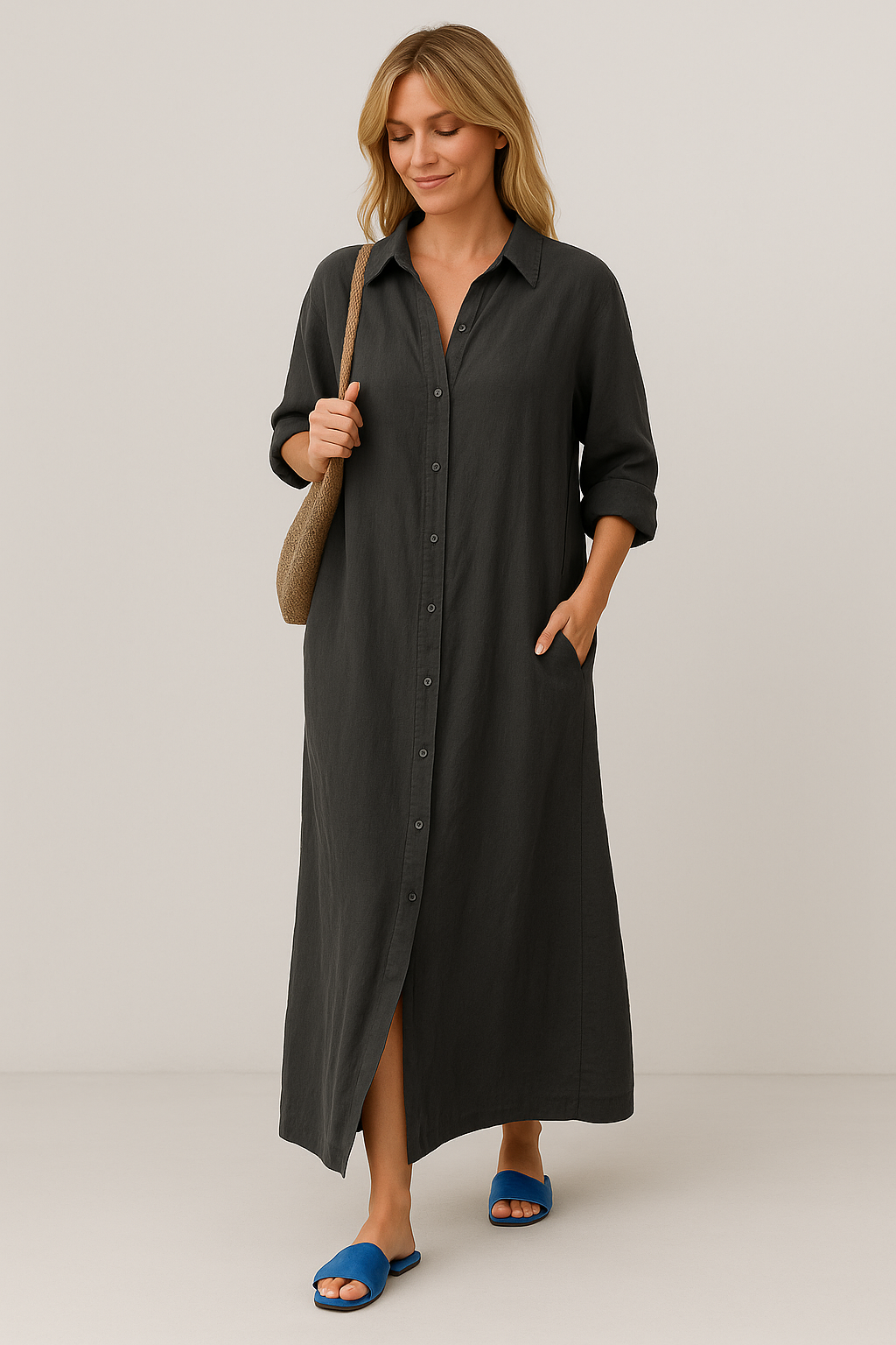 Elise | Oversized Linen Shirt Dress