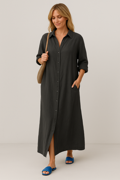 Elise | Oversized Linen Shirt Dress