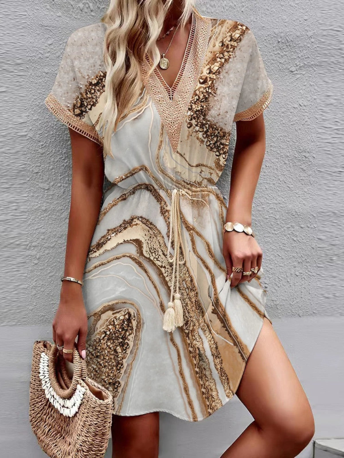 Sally | Stylish Printed V-Neck Dress