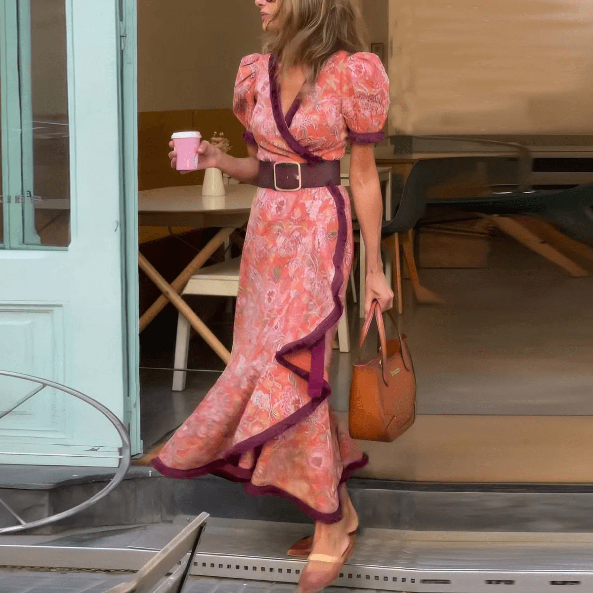Fabiola | Elegant Short Sleeve Maxi Dress