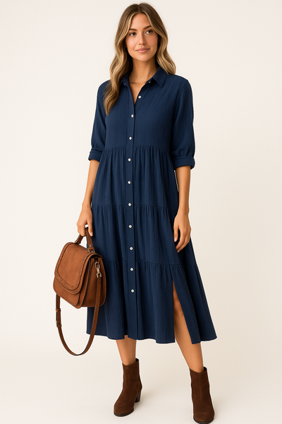Elise | Luxurious Ruffled Shirt Dress
