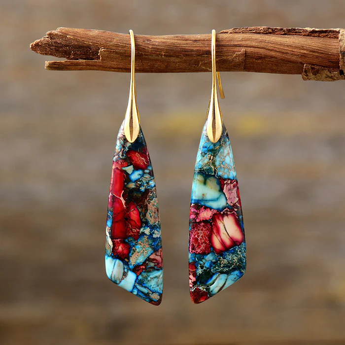 Vintage earrings with coloured stones